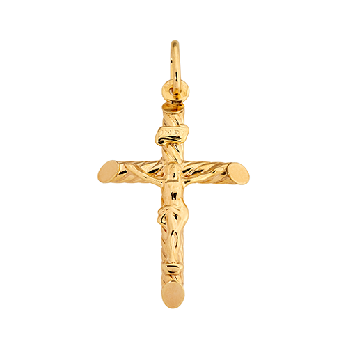 9Kt Yellow Gold Rope Crucifix Pendant (33mm)