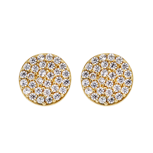 9kt Yellow Gold Cubic Zirconia  Round Stud Earring