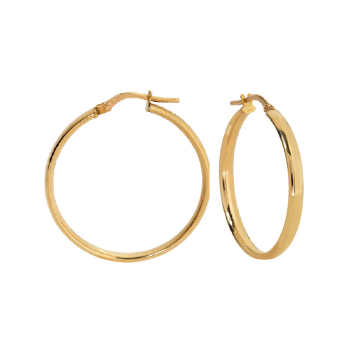 9kt Yellow Gold Oval Tube Round Hoop (25mm)