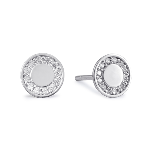 9kt White Gold Round Cubic Zirconia Stud Earrings