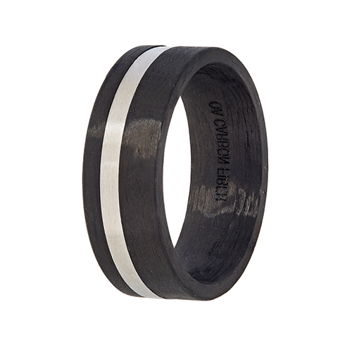 Black Carbon Fiber & Titanium Inlay Wedding Band (8mm)