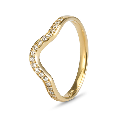 9kt Yellow Gold Cubic Zirconia Broad Pave' Side Band (0.15ct)