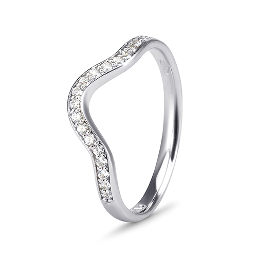 9kt White Gold Cubic Zirconia Broad Pave' Side Band (0.15ct)