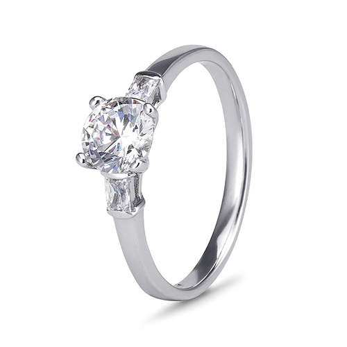 9kt White Gold Cubic Zirconia Trinity Ring (0.75ct)