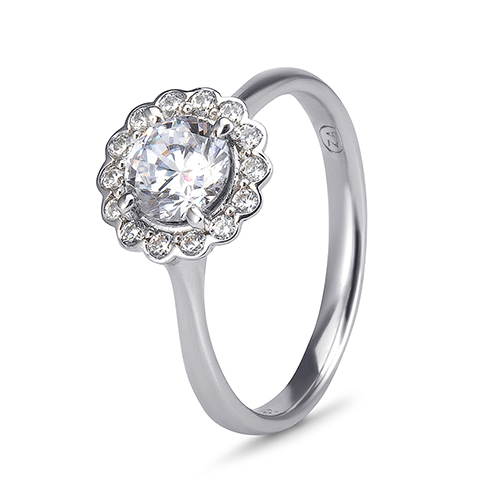 9kt White Gold Cubic Zirconia Halo Ring (0.75ct)