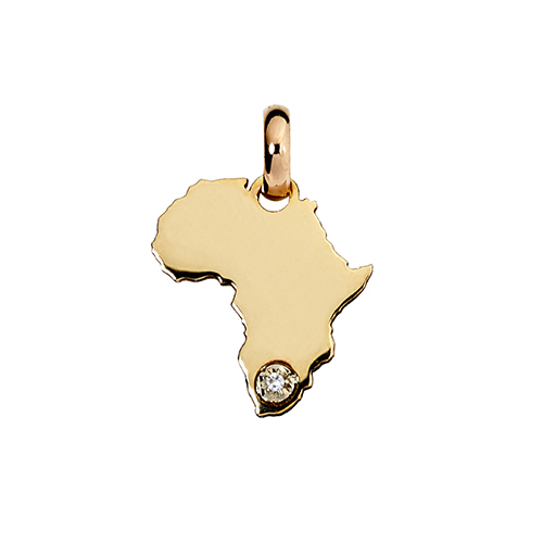 9kt Yellow Gold Amara Mini Africa with Diamond Map (W12 x H13.4)