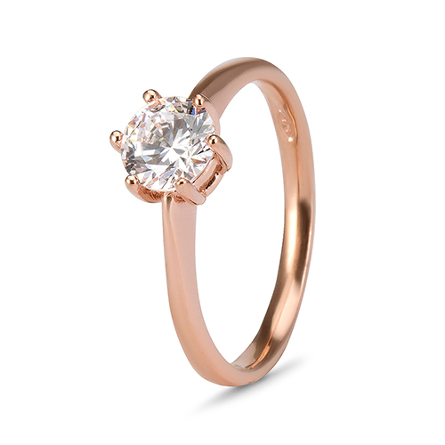9kt Rose Gold Cubic Zirconia 6 Claw Solitaire Ring (0.75ct)