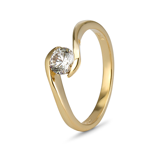 9kt Yellow Gold Cubic Zirconia Solitaire Bypass Ring (0.50ct)