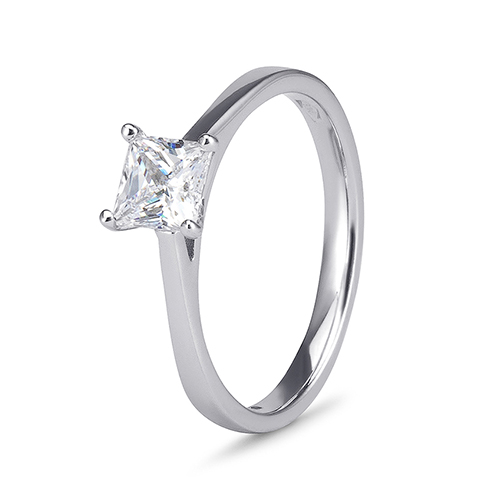 9kt White Gold Cubic Zirconia Princess Cut Solitare Ring (0.75ct)
