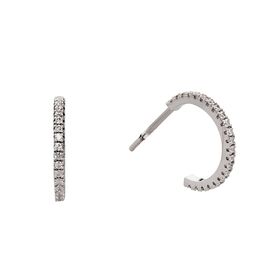 Silver & Cubic Zirconia Claw Set Stud Hoop Earrings (13mm)