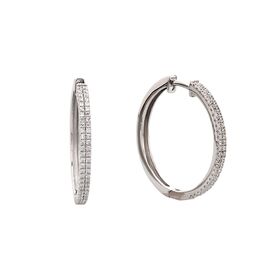Silver & Round Cubic Zirconia Hoop Earrings (23mm)