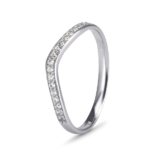 9kt White Gold Cubic Zirconia Pave' Curved Band (0.15ct)