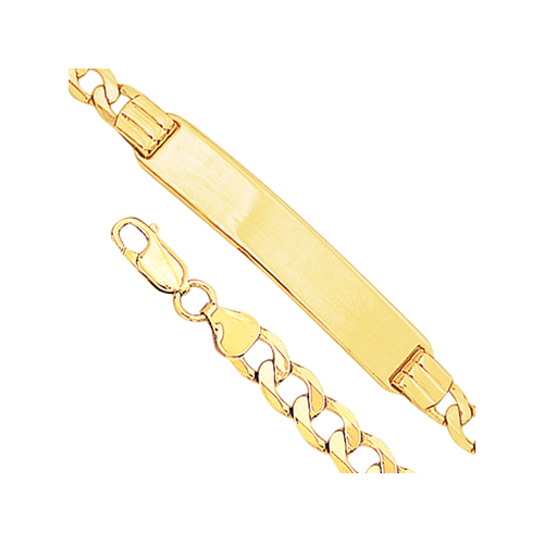 9kt Yellow Gold Curb Bevel 140 ID Bracelet (5.2mm)