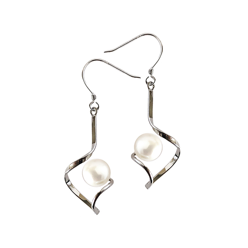 Silver Fresh Water Pearl Drop Earrings