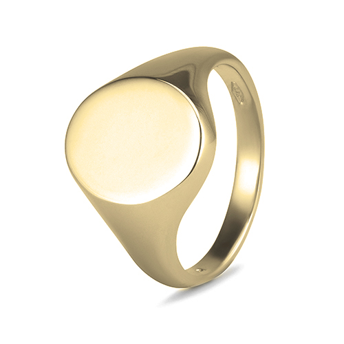 9kt Yellow Gold Oval Signet Ring (8mm x 10mm)