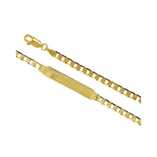 9kt Yellow Gold Curb Lat 100 ID Essential Bracelet (3.4mm)