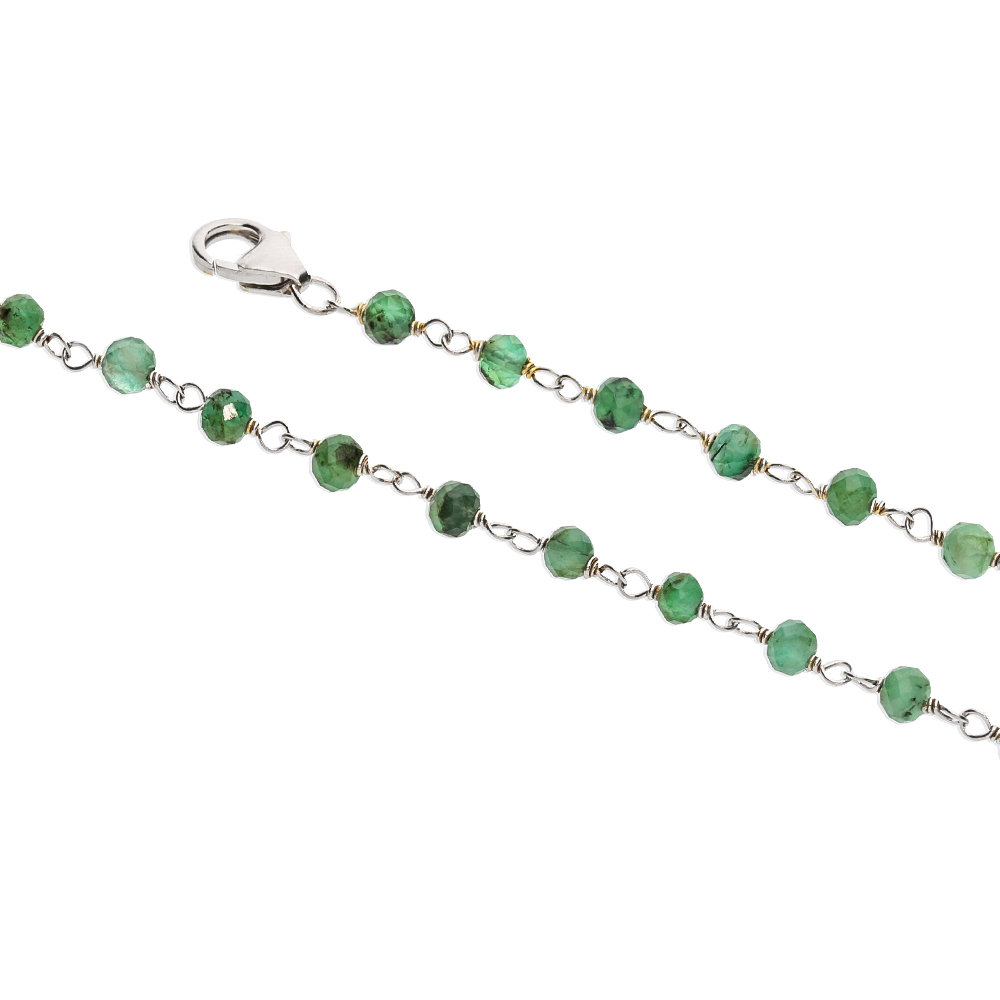 9kt White Gold Emerald Rosary