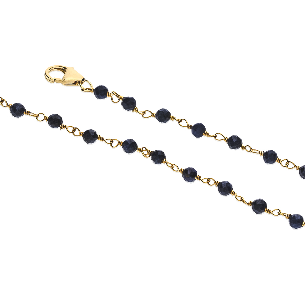 9kt Yellow Gold Sapphire Rosary