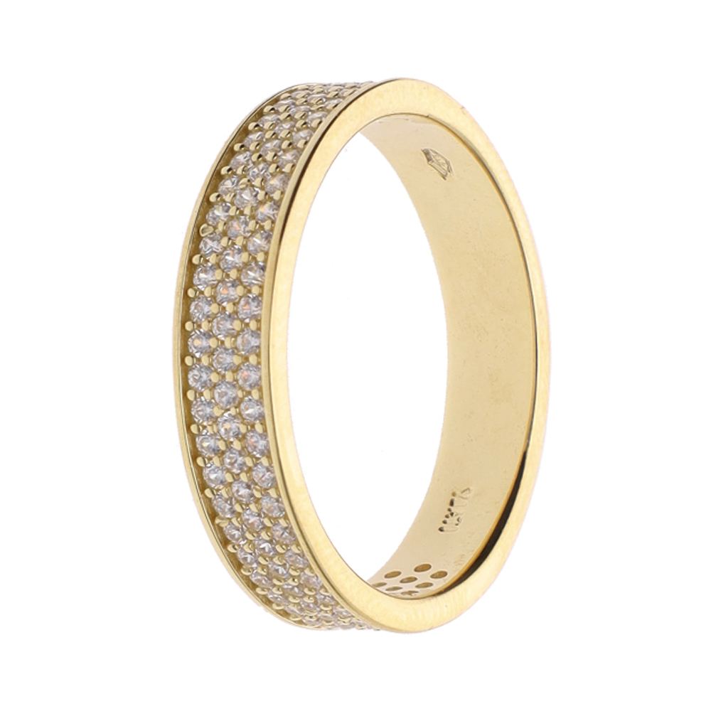 9kt Yellow Gold Cubic Zirconia Broad Ring
