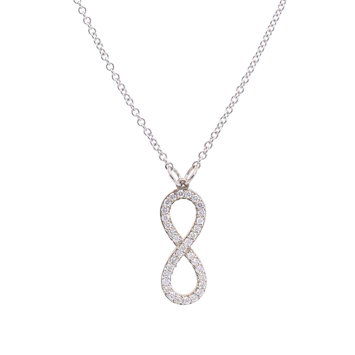 9k White Gold Infinity Pavé Diamond Necklace