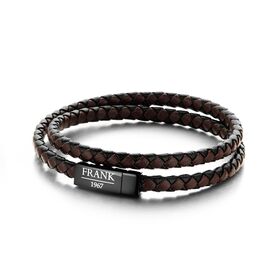 Stainless Steel Black/Brown Braided Double Bracelet (42cm)