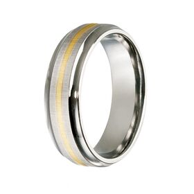 Titanium & Single Band 9kt Yellow Gold Inlay Ring (7mm)