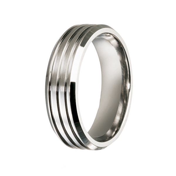 Titanium Triple Grooved Wedding Ring (7mm)