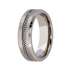 Titanium with Pattern Design Inlay Ring (7mm)