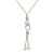 Sterling Silver Gold Plated Wheat Cubic Zirconia Pearl Necklace