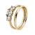 9kt Yellow Gold Cubic Zirconia 3 Stone Hearts Cut Out Sides Ring (0.75ct)