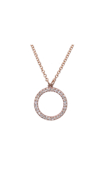 9Kt Rose Gold Diamond Micro Pave Circle Necklace (0.16ct)